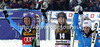 Winner Lindsey Vonn of USA (M), second placed Tina Maze of Slovenia (L) and third placed Anna Fenninger of Austria (R) celebrate their medals in finish of second run of women giant slalom Golden Fox trophy race of Audi FIS Alpine skiing World cup 2012-2013 in Maribor, Slovenia. Women giant slalom race of Audi FIS Alpine skiing World cup was held in Maribor, Slovenia, on Saturday, 26th of January 2013.
