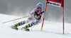 Veronique Hronek of Germany skiing in first run of women giant slalom Golden Fox trophy race of Audi FIS Alpine skiing World cup 2012-2013 in Maribor, Slovenia. Women giant slalom race of Audi FIS Alpine skiing World cup was held in Maribor, Slovenia, on Saturday, 26th of January 2013.
