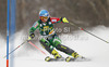 Tanja Poutiainen of Finland skiing in first run of women slalom Golden Fox trophy race of Audi FIS Alpine skiing World cup 2012-2013 in Maribor, Slovenia. Women slalom race of Audi FIS Alpine skiing World cup was held in Maribor, Slovenia, on Sunday, 27th of January 2013.
