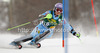 Tina Maze of Slovenia skiing in first run of women slalom Golden Fox trophy race of Audi FIS Alpine skiing World cup 2012-2013 in Maribor, Slovenia. Women slalom race of Audi FIS Alpine skiing World cup was held in Maribor, Slovenia, on Sunday, 27th of January 2013.
