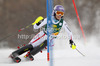 Michaela Kirchgasser of Austria skiing in first run of women slalom Golden Fox trophy race of Audi FIS Alpine skiing World cup 2012-2013 in Maribor, Slovenia. Women slalom race of Audi FIS Alpine skiing World cup was held in Maribor, Slovenia, on Sunday, 27th of January 2013.
