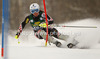 Sofija Novoselic of Croatia skiing in first run of women slalom Golden Fox trophy race of Audi FIS Alpine skiing World cup 2012-2013 in Maribor, Slovenia. Women slalom race of Audi FIS Alpine skiing World cup was held in Maribor, Slovenia, on Sunday, 27th of January 2013.
