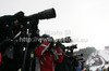 Photographers working in finish of second run of women slalom Golden Fox trophy race of Audi FIS Alpine skiing World cup 2012-2013 in Maribor, Slovenia. Women slalom race of Audi FIS Alpine skiing World cup was held in Maribor, Slovenia, on Sunday, 27th of January 2013.
