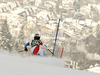 Dominique Gisin of Switzerland skiing in first run of women slalom Golden Fox trophy race of Audi FIS Alpine skiing World cup 2012-2013 in Maribor, Slovenia. Women slalom race of Audi FIS Alpine skiing World cup was held in Maribor, Slovenia, on Sunday, 27th of January 2013.
