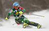 Tanja Poutiainen of Finland skiing in first run of women slalom Golden Fox trophy race of Audi FIS Alpine skiing World cup 2012-2013 in Maribor, Slovenia. Women slalom race of Audi FIS Alpine skiing World cup was held in Maribor, Slovenia, on Sunday, 27th of January 2013.

