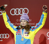Winner and new super-g World Champion Tina Maze of Slovenia celebrates her medal won in women Super-g race of FIS Alpine skiing World Championships in Schladming, Austria. Women super-g race of FIS Alpine skiing World championships Schladming 2013, was held in Scladming, Austria, on Tuesday, 5th of February 2013.
