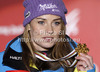 Winner and new super-g World Champion Tina Maze of Slovenia celebrates her medal won in women Super-g race of FIS Alpine skiing World Championships in Schladming, Austria. Women super-g race of FIS Alpine skiing World championships Schladming 2013, was held in Scladming, Austria, on Tuesday, 5th of February 2013.
