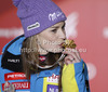 Winner and new super-g World Champion Tina Maze of Slovenia celebrates her medal won in women Super-g race of FIS Alpine skiing World Championships in Schladming, Austria. Women super-g race of FIS Alpine skiing World championships Schladming 2013, was held in Scladming, Austria, on Tuesday, 5th of February 2013.
