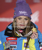 Winner and new super-g World Champion Tina Maze of Slovenia celebrates her medal won in women Super-g race of FIS Alpine skiing World Championships in Schladming, Austria. Women super-g race of FIS Alpine skiing World championships Schladming 2013, was held in Scladming, Austria, on Tuesday, 5th of February 2013.
