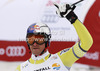 Third placed Aksel Lund Svindal of Norway reacts in finish of men Super-g race of FIS Alpine skiing World Championships in Schladming, Austria. Men super-g race of FIS Alpine skiing World championships Schladming 2013, was held in Scladming, Austria, on Wednesday, 6th of February 2013.
