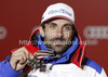 Second placed Gauthier De Tessieres of France celebrates his medal won in men Super-g race of FIS Alpine skiing World Championships in Schladming, Austria. Men super-g race of FIS Alpine skiing World championships Schladming 2013, was held in Scladming, Austria, on Wednesday, 6th of February 2013.
