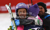 Winner and new super combined World Champion Maria Hoefl-Riesch of Germany (R) accepting congratulations from second placed Tina Maze of Slovenia (L) in finish of women super combined race of FIS Alpine skiing World Championships in Schladming, Austria. Women super combined race of FIS Alpine skiing World championships Schladming 2013, was held in Schladming, Austria, on Friday, 8th of February 2013.
