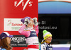 Winner and new super combined World champions Maria Hoefl-Riesch of Germany celebrates her medal won in women super combined race of FIS Alpine skiing World Championships in Schladming, Austria. Women super combined race of FIS Alpine skiing World championships Schladming 2013, was held in Schladming, Austria, on Friday, 8th of February 2013.
