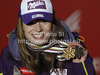 Second placed Tina Maze of Slovenia celebrates her medal won in women super combined race of FIS Alpine skiing World Championships in Schladming, Austria. Women super combined race of FIS Alpine skiing World championships Schladming 2013, was held in Schladming, Austria, on Friday, 8th of February 2013.
