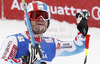 Third placed David Poisson of France reacts in finish of men downhill race of FIS Alpine skiing World Championships in Schladming, Austria. Men downhill race of FIS Alpine skiing World championships Schladming 2013, was held in Schladming, Austria, on Saturday, 9th of February 2013.
