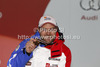 Third placed David Poisson of France celebrates his medal won in men downhill race of FIS Alpine skiing World Championships in Schladming, Austria. Men downhill race of FIS Alpine skiing World championships Schladming 2013, was held in Schladming, Austria, on Saturday, 9th of February 2013.
