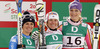 Winner and new women downhill World Champion Marion Rolland of France (M), second placed Nadia Fanchini of Italy (L) and third placed Maria Hoefl-Riesch of Germany (R) celebrate their medals won in women downhill race of FIS Alpine skiing World Championships in Schladming, Austria. Women downhill race of FIS Alpine skiing World championships Schladming 2013, was held in Schladming, Austria, on Sunday, 10th of February 2013.
