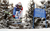 Sandro Viletta of Switzerland skiing in downhill of men super combined race of FIS Alpine skiing World Championships in Schladming, Austria. Downhill of men super combined race of FIS Alpine skiing World championships Schladming 2013, was held in Schladming, Austria, on Monday, 11th of February 2013.
