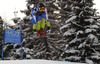 Klemen Kosi of Slovenia skiing in downhill of men super combined race of FIS Alpine skiing World Championships in Schladming, Austria. Downhill of men super combined race of FIS Alpine skiing World championships Schladming 2013, was held in Schladming, Austria, on Monday, 11th of February 2013.
