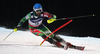 Andreas Romar of Finland skiing in slalom of men super combined race of FIS Alpine skiing World Championships in Schladming, Austria. Slalom of men super combined race of FIS Alpine skiing World championships Schladming 2013, was held in Schladming, Austria, on Monday, 11th of February 2013.
