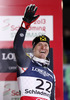 Second placed Ivica Kostelic of Croatia celebrates his medal won in men super combined race of FIS Alpine skiing World Championships in Schladming, Austria. Slalom of men super combined race of FIS Alpine skiing World championships Schladming 2013, was held in Schladming, Austria, on Monday, 11th of February 2013.
