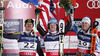 Winner and new super combined World Champion Ted Ligety of USA (M), second placed Ivica Kostelic of Croatia (L) and third placed Romed Baumann of Austria (R) celebrate their medals won in men super combined race of FIS Alpine skiing World Championships in Schladming, Austria. Slalom of men super combined race of FIS Alpine skiing World championships Schladming 2013, was held in Schladming, Austria, on Monday, 11th of February 2013.

