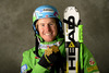 Winner and new super combined World Champion Ted Ligety of USA celebrates his medal won in men super combined race of FIS Alpine skiing World Championships in Schladming, Austria. Slalom of men super combined race of FIS Alpine skiing World championships Schladming 2013, was held in Schladming, Austria, on Monday, 11th of February 2013.
