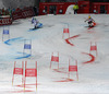 Felix Neureuther of Germany (L) and Michael Janyk of Canada (R) skiing in Nations team event of FIS Alpine skiing World Championships in Schladming, Austria. Nations team event of FIS Alpine skiing World championships Schladming 2013, was held in Schladming, Austria, on Tuesday, 12th of February 2013.
