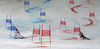 Maria Hoefl-Riesch of Germany (L) and Erin Mielzynski of Canada (R) skiing in Nations team event of FIS Alpine skiing World Championships in Schladming, Austria. Nations team event of FIS Alpine skiing World championships Schladming 2013, was held in Schladming, Austria, on Tuesday, 12th of February 2013.
