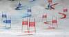 Maria Pietilae Holmner of Sweden (L) and Nicole Hosp of Austria (R) skiing in Nations team event of FIS Alpine skiing World Championships in Schladming, Austria. Nations team event of FIS Alpine skiing World championships Schladming 2013, was held in Schladming, Austria, on Tuesday, 12th of February 2013.
