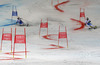 Maria Pietilae Holmner of Sweden (L) and Nicole Hosp of Austria (R) skiing in Nations team event of FIS Alpine skiing World Championships in Schladming, Austria. Nations team event of FIS Alpine skiing World championships Schladming 2013, was held in Schladming, Austria, on Tuesday, 12th of February 2013.
