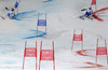 Mattias Hargin of Sweden (R) and Marcel Hirscher of Austria (L) skiing in Nations team event of FIS Alpine skiing World Championships in Schladming, Austria. Nations team event of FIS Alpine skiing World championships Schladming 2013, was held in Schladming, Austria, on Tuesday, 12th of February 2013.
