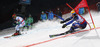 Mattias Hargin of Sweden (R) and Marcel Hirscher of Austria (L) skiing in Nations team event of FIS Alpine skiing World Championships in Schladming, Austria. Nations team event of FIS Alpine skiing World championships Schladming 2013, was held in Schladming, Austria, on Tuesday, 12th of February 2013.
