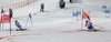 Frida Hansdotter of Sweden (R) and Michaela Kirchgasser of Austria (L) skiing in Nations team event of FIS Alpine skiing World Championships in Schladming, Austria. Nations team event of FIS Alpine skiing World championships Schladming 2013, was held in Schladming, Austria, on Tuesday, 12th of February 2013.
