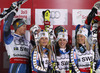 Second placed team Sweden celebrate their medals won in Nations team event of FIS Alpine skiing World Championships in Schladming, Austria. Nations team event of FIS Alpine skiing World championships Schladming 2013, was held in Schladming, Austria, on Tuesday, 12th of February 2013.

