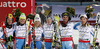 Winning team Austria celebrate their medals won in Nations team event of FIS Alpine skiing World Championships in Schladming, Austria. Nations team event of FIS Alpine skiing World championships Schladming 2013, was held in Schladming, Austria, on Tuesday, 12th of February 2013.
