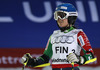 Merle Soppela of Finland reacts in finish of Nations team event of FIS Alpine skiing World Championships in Schladming, Austria. Nations team event of FIS Alpine skiing World championships Schladming 2013, was held in Schladming, Austria, on Tuesday, 12th of February 2013.
