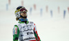 Eemeli Pirinen of Finland reacts in finish of Nations team event of FIS Alpine skiing World Championships in Schladming, Austria. Nations team event of FIS Alpine skiing World championships Schladming 2013, was held in Schladming, Austria, on Tuesday, 12th of February 2013.
