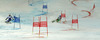 Mattias Hargin of Sweden (L) and Marcus Sandell of Finland (R) skiing in team event race of FIS Alpine skiing World Championships in Schladming, Austria. Slalom of men super combined race of FIS Alpine skiing World championships Schladming 2013, was held in Schladming, Austria, on Tuesday, 12th of February 2013.
