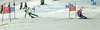 Eemeli Pirinen of Finland (L) and Andre Myhrer of Sweden (R) skiing in team event race of FIS Alpine skiing World Championships in Schladming, Austria. Slalom of men super combined race of FIS Alpine skiing World championships Schladming 2013, was held in Schladming, Austria, on Tuesday, 12th of February 2013.
