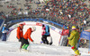 Nina Halme of Finland during inspection of second run of women giant slalom race of FIS Alpine skiing World Championships in Schladming, Austria. Women giant slalom race of FIS Alpine skiing World championships Schladming 2013, was held in Schladming, Austria, on Thursday, 14th of February 2013.
