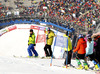Tanja Poutiainen of Finland during inspection of second run of women giant slalom race of FIS Alpine skiing World Championships in Schladming, Austria. Women giant slalom race of FIS Alpine skiing World championships Schladming 2013, was held in Schladming, Austria, on Thursday, 14th of February 2013.
