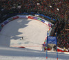 Second placed Tina Maze of Slovenia reacts in finish of second run of women giant slalom race of FIS Alpine skiing World Championships in Schladming, Austria. Women giant slalom race of FIS Alpine skiing World championships Schladming 2013, was held in Schladming, Austria, on Thursday, 14th of February 2013.
