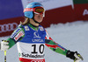 Tanja Poutiainen of Finland reacts in finish of second run of women giant slalom race of FIS Alpine skiing World Championships in Schladming, Austria. Women giant slalom race of FIS Alpine skiing World championships Schladming 2013, was held in Schladming, Austria, on Thursday, 14th of February 2013.
