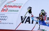 Winner and new women giant slalom World Champion Tessa Worley of France reacts in finish of second run of women giant slalom race of FIS Alpine skiing World Championships in Schladming, Austria. Women giant slalom race of FIS Alpine skiing World championships Schladming 2013, was held in Schladming, Austria, on Thursday, 14th of February 2013.
