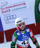 Nina Halme of Finland reacts in finish of second run of women giant slalom race of FIS Alpine skiing World Championships in Schladming, Austria. Women giant slalom race of FIS Alpine skiing World championships Schladming 2013, was held in Schladming, Austria, on Thursday, 14th of February 2013.
