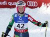 Nina Halme of Finland reacts in finish of second run of women giant slalom race of FIS Alpine skiing World Championships in Schladming, Austria. Women giant slalom race of FIS Alpine skiing World championships Schladming 2013, was held in Schladming, Austria, on Thursday, 14th of February 2013.
