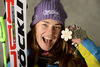 Second placed Tina Maze of Slovenia celebrates her medal won in women giant slalom race of FIS Alpine skiing World Championships in Schladming, Austria. Women giant slalom race of FIS Alpine skiing World championships Schladming 2013, was held in Schladming, Austria, on Thursday, 14th of February 2013.

