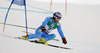 Manfred Moelgg of Italy skiing in first run of men giant slalom race of FIS Alpine skiing World Championships in Schladming, Austria. Men giant slalom race of FIS Alpine skiing World championships Schladming 2013, was held in Schladming, Austria, on Friday, 15th of February 2013.
