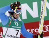 Third placed Manfred Moelgg of Italy reacts in finish of second run of men giant slalom race of FIS Alpine skiing World Championships in Schladming, Austria. Men giant slalom race of FIS Alpine skiing World championships Schladming 2013, was held in Schladming, Austria, on Friday, 15th of February 2013.
